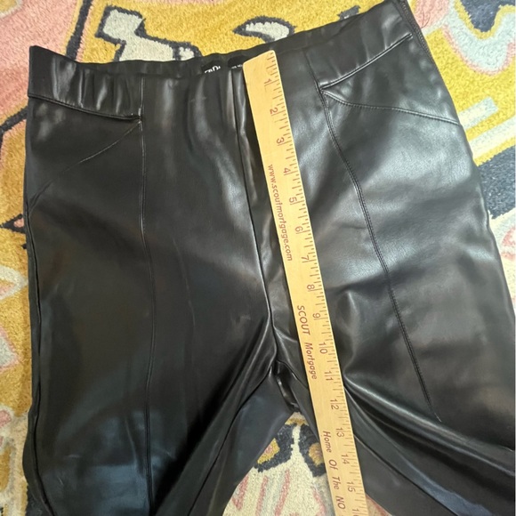 Zara Faux Leather Pants Size Large Black Side Zipper Elastic Waist Ankle Zipper - Picture 9 of 15